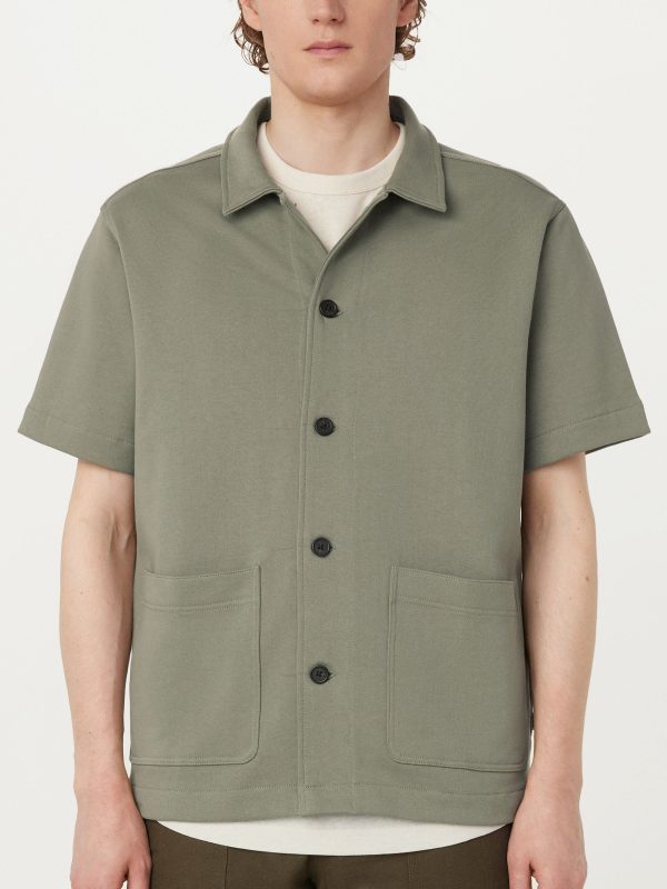 The Short Sleeve Overshirt in Vetiver Green For Sale