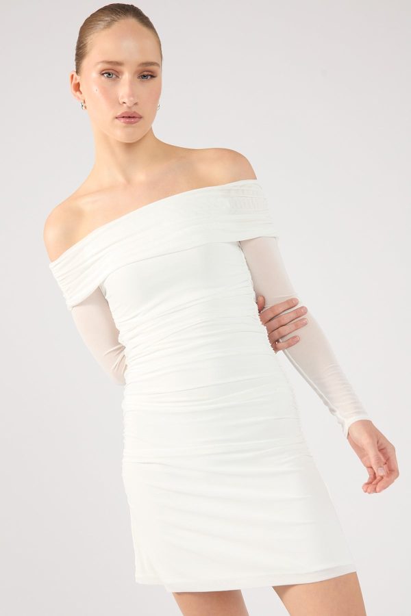 Perfect Stranger Willow Off Shoulder Long Sleeve Dress White Sale