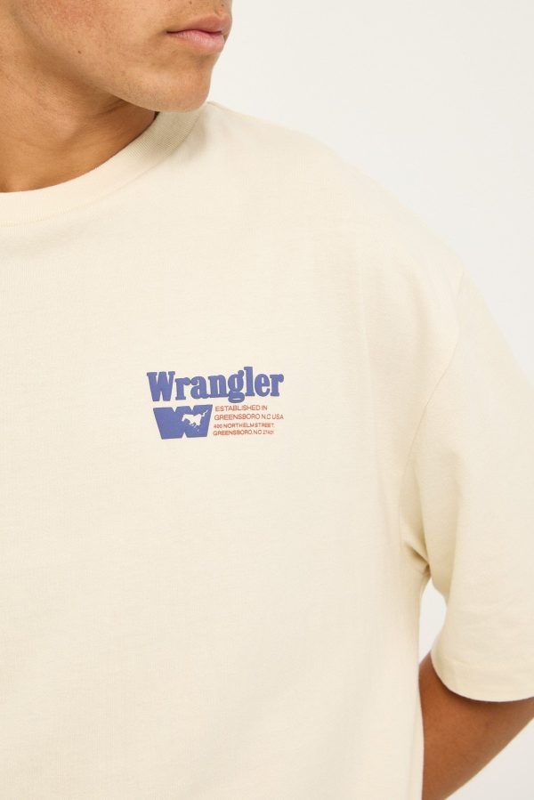 Wrangler Race Track Boxcar Tee Ecru For Cheap