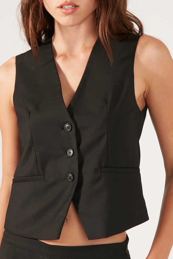 Perfect Stranger Maeve Relaxed Tailored Vest Black on Sale