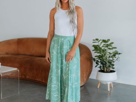 Mindy Floral Midi Skirt - Sage For Discount