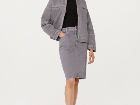 The Denim Midi Skirt in Light Grey Cheap