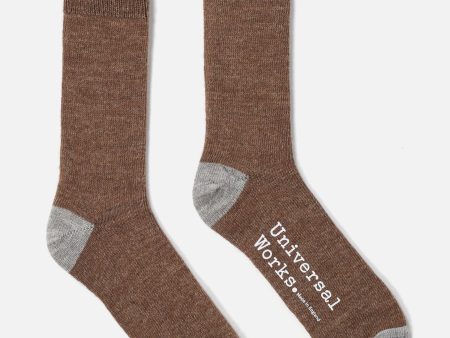 Universal Works Alpaca Sock In Brown Alpaca Wool Sale