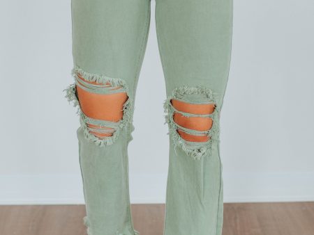 Willow Risen Jeans - Olive Discount