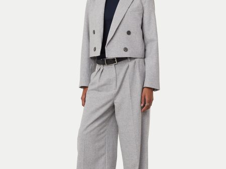 The Cropped Double Breasted Blazer in Light Grey Cheap