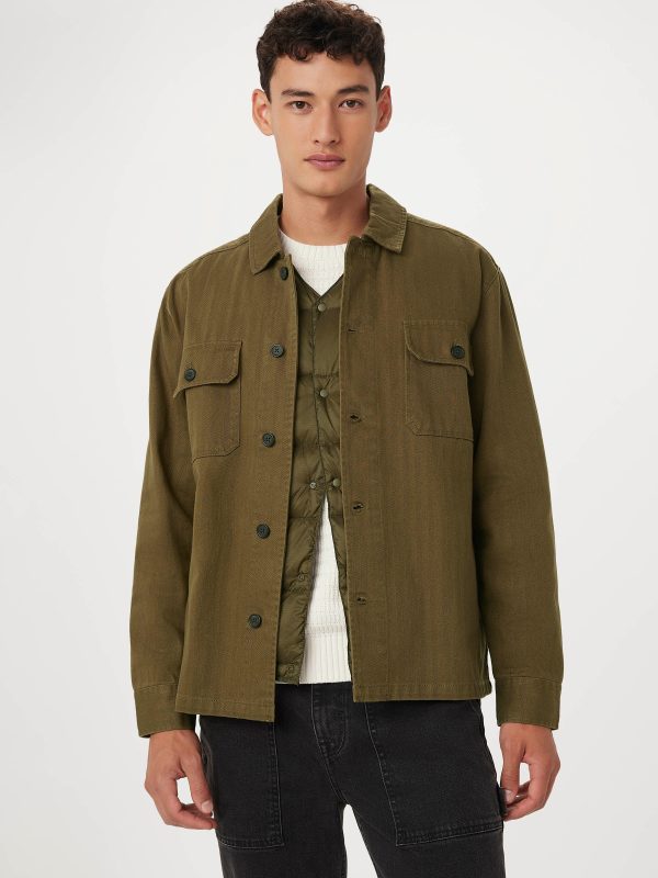 The Herringbone Overshirt in Olive Online Sale