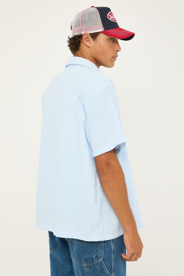 Xlarge Oxford Script SS Shirt White Blue Stripe Sale