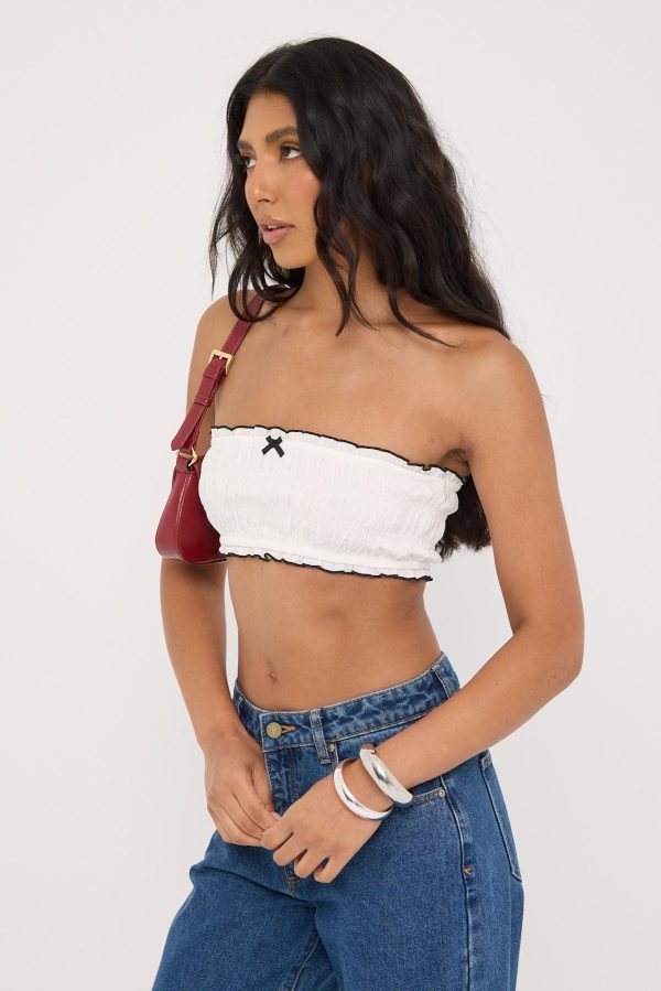 Luck & Trouble Verona Ruched Bralette White on Sale