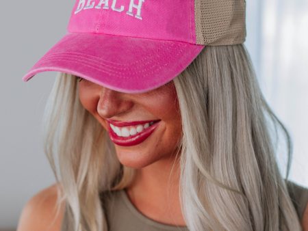 Salty Beach Baseball Cap - Hot Pink For Discount