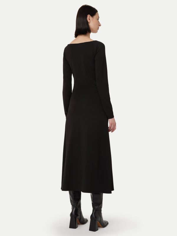 The Open Neck Long Dress in Black Hot on Sale