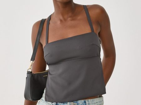 Perfect Stranger Lace Up Back Tie Top Grey Online Sale