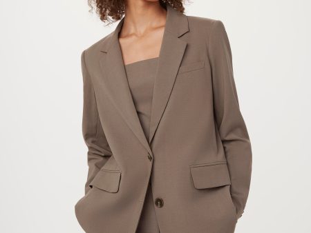 The Relaxed 2-Button Blazer in Dark Taupe Discount