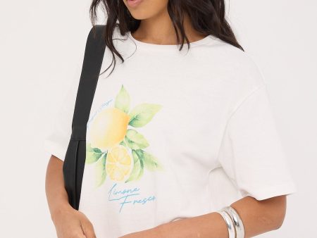 Perfect Stranger Limone Fresco Oversized Graphic Tee White Cheap