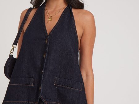 Lioness Hills Halter Indigo Denim Online now