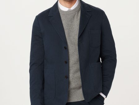 The 3-Button Twill Blazer in Deep Blue For Sale