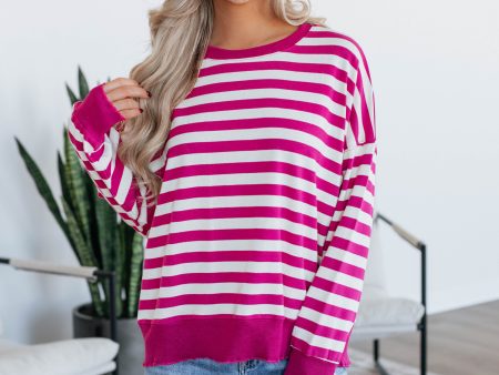 Xenia Striped Pullover - Magenta Sale