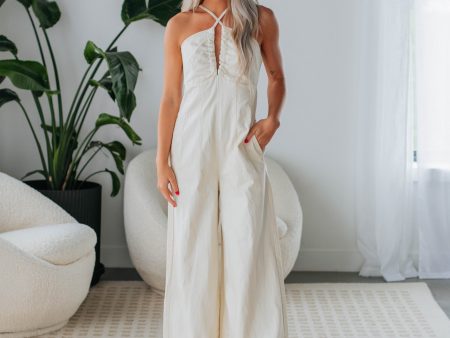 Reba Denim Jumpsuit - Ivory Online