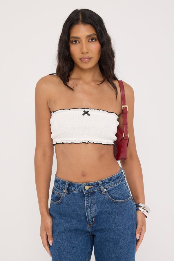 Luck & Trouble Verona Ruched Bralette White on Sale