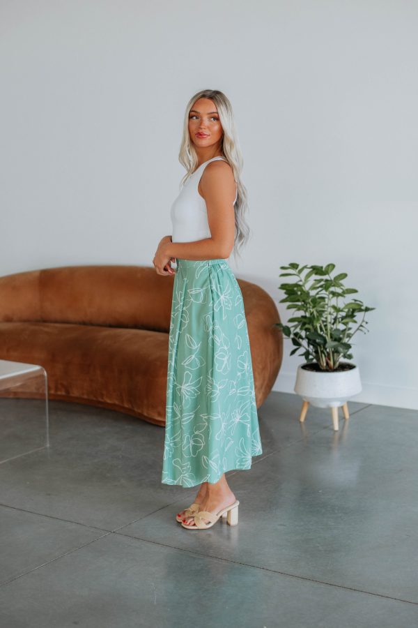 Mindy Floral Midi Skirt - Sage For Discount