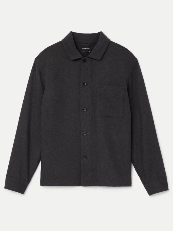 The Wool Blend Overshirt  in Storm Grey Online Hot Sale