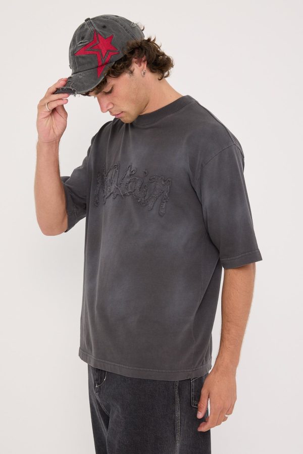 Neovision Radical Distressed Logo Street Super Heavy Tee Sunfade Black For Sale