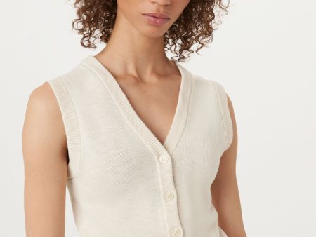 The Button-Up Sweater Vest in Vanilla For Discount