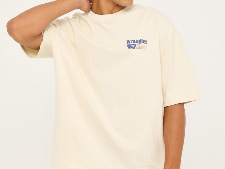 Wrangler Race Track Boxcar Tee Ecru For Cheap