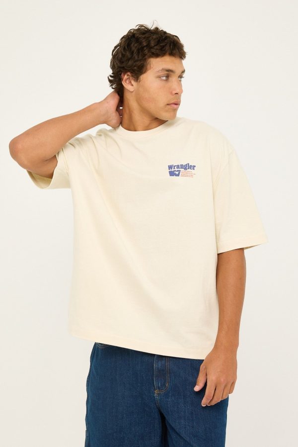 Wrangler Race Track Boxcar Tee Ecru For Cheap