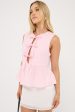 Perfect Stranger Amos Stripe Tie Front Top Pink Stripe Discount