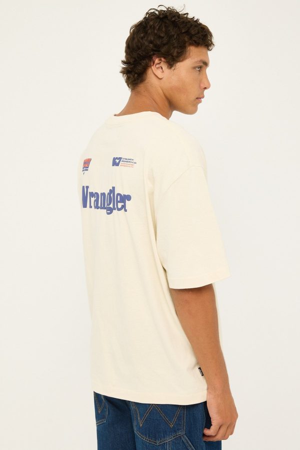 Wrangler Race Track Boxcar Tee Ecru For Cheap