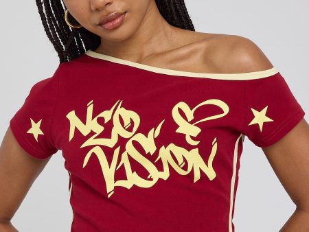 Neovision Rakugaki Off Shoulder Top Red Fashion