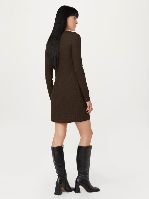 The Buttoned Mini Dress in Brown Black Online