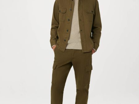 The Herringbone Overshirt in Olive Online Sale