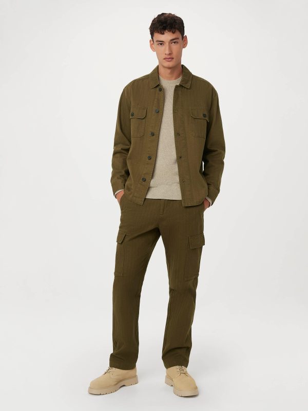 The Herringbone Overshirt in Olive Online Sale