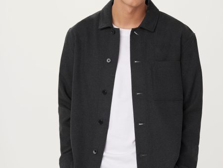 The Wool Blend Overshirt  in Storm Grey Online Hot Sale