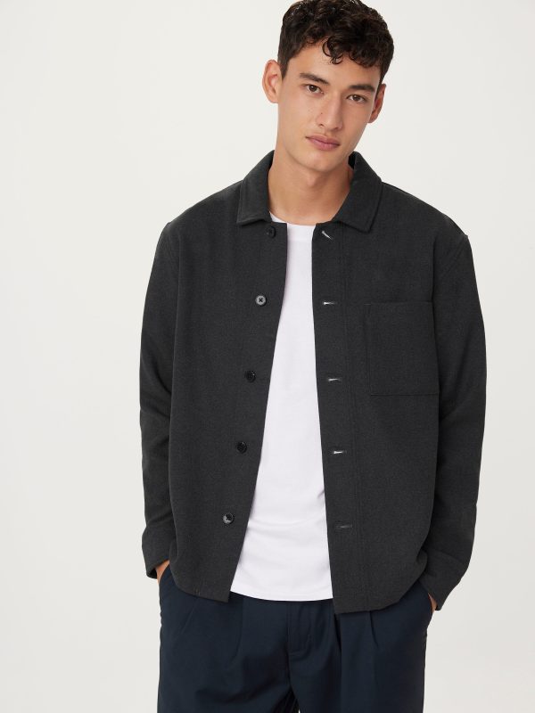 The Wool Blend Overshirt  in Storm Grey Online Hot Sale