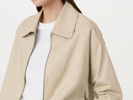 The Zip Up Bomber Jacket in Light Beige Discount