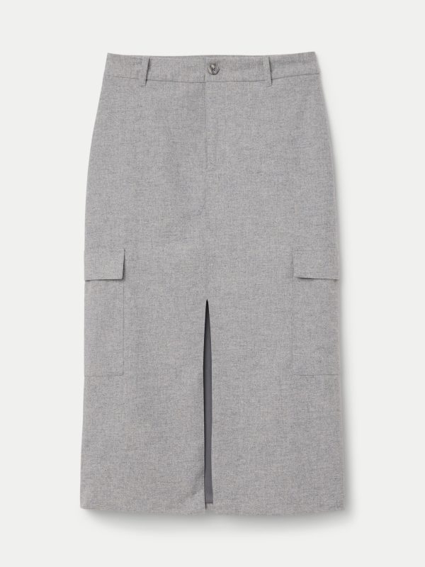 The Cargo Midi Skirt in Light Grey For Cheap