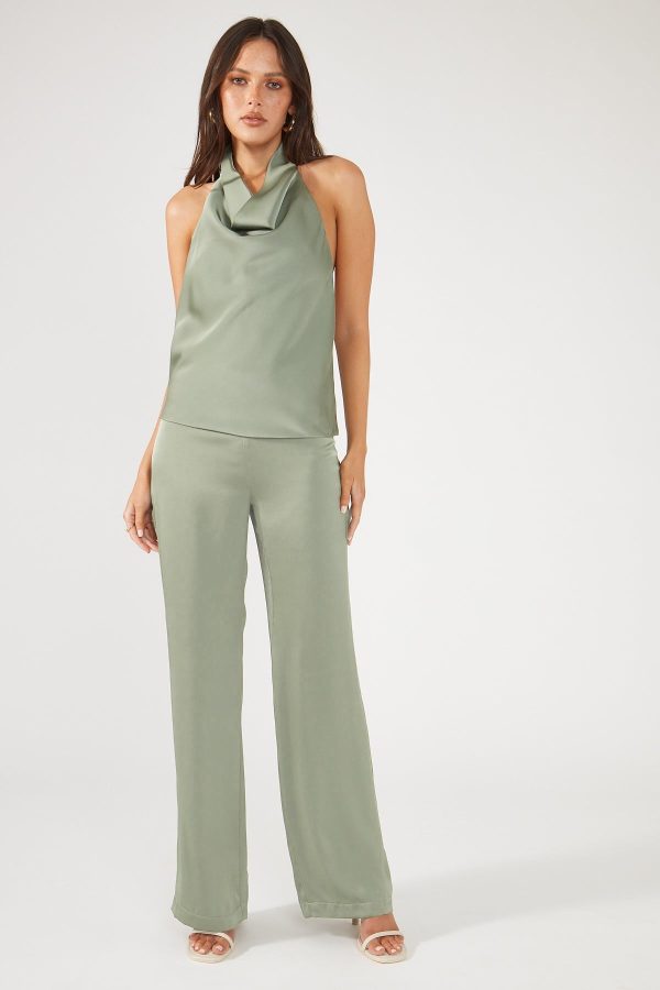 Perfect Stranger OLI SATIN PANT Green For Sale