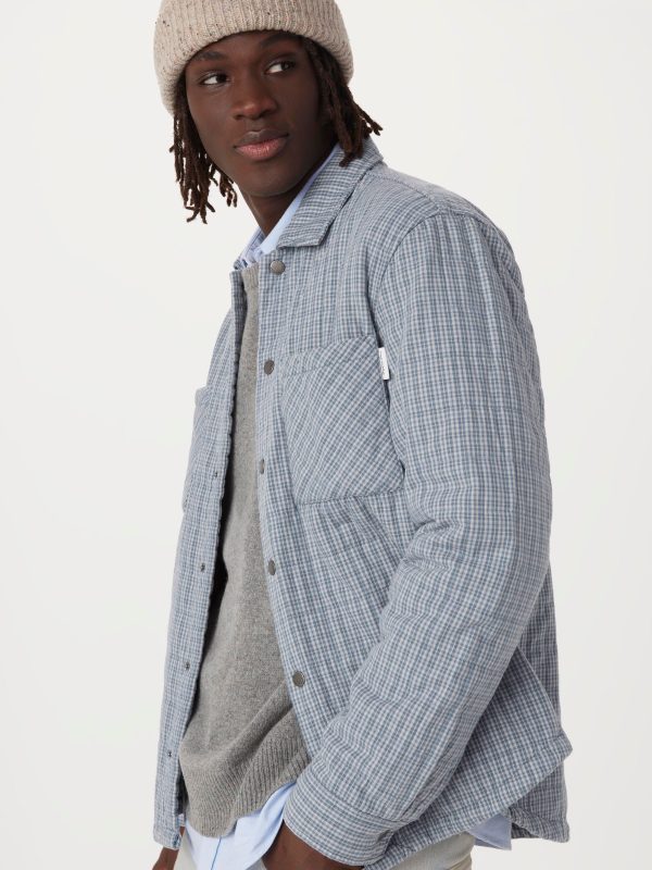 The Quilted Overshirt in Blue Sale