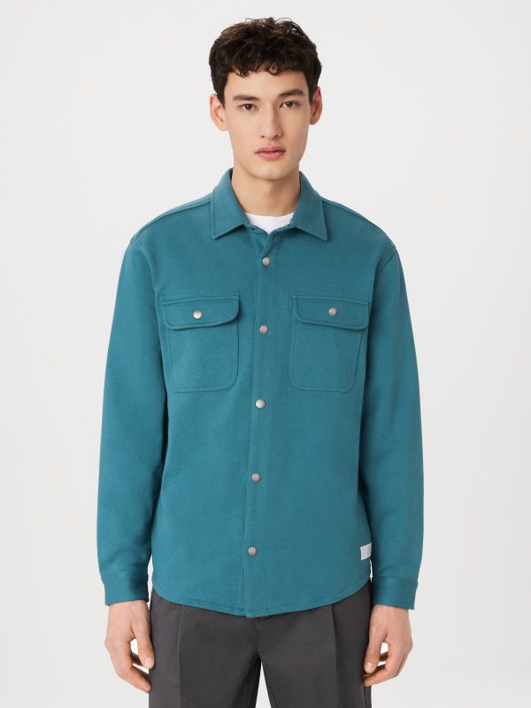 The Jordan French Terry Overshirt in Mallard Blue Discount