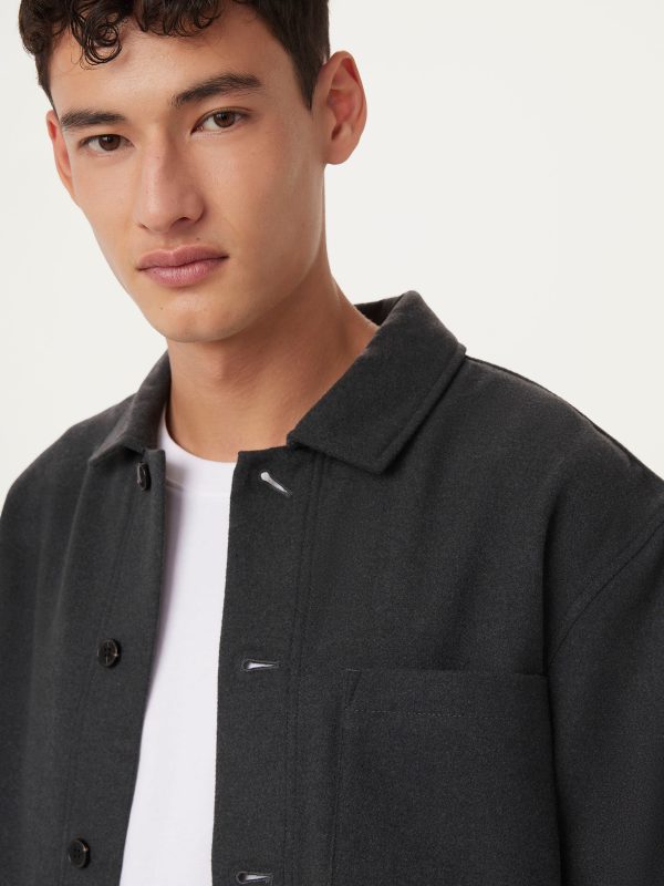 The Wool Blend Overshirt  in Storm Grey Online Hot Sale