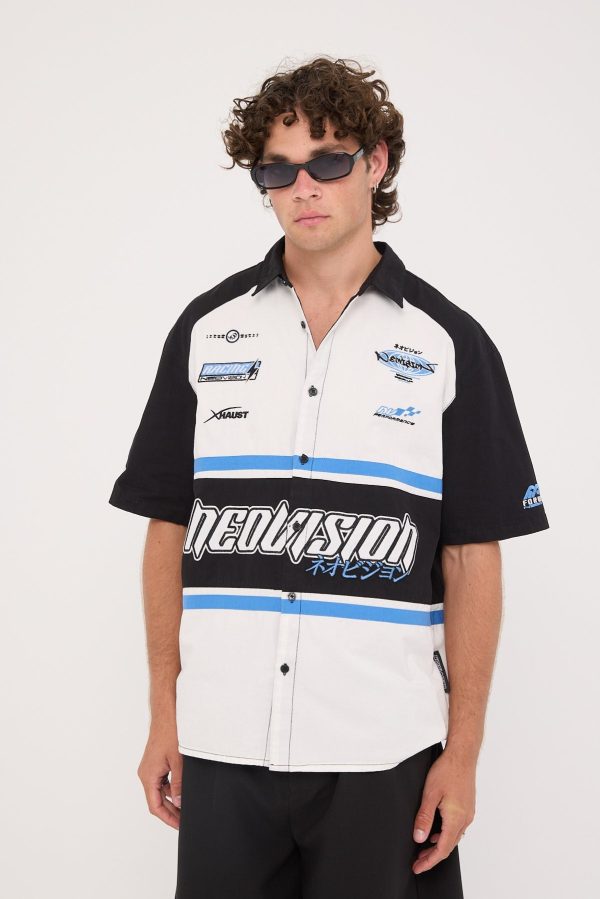 Neovision Pitstop Oversize Short Sleeve Shirt White Black Blue Online