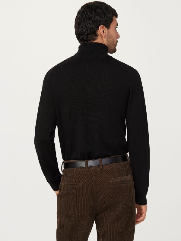 The Merino Wool Turtleneck in Black Hot on Sale