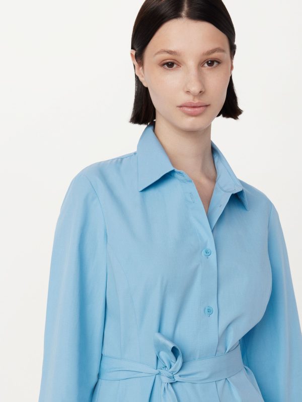 The Poplin Shirt Dress in Sky Blue Online now