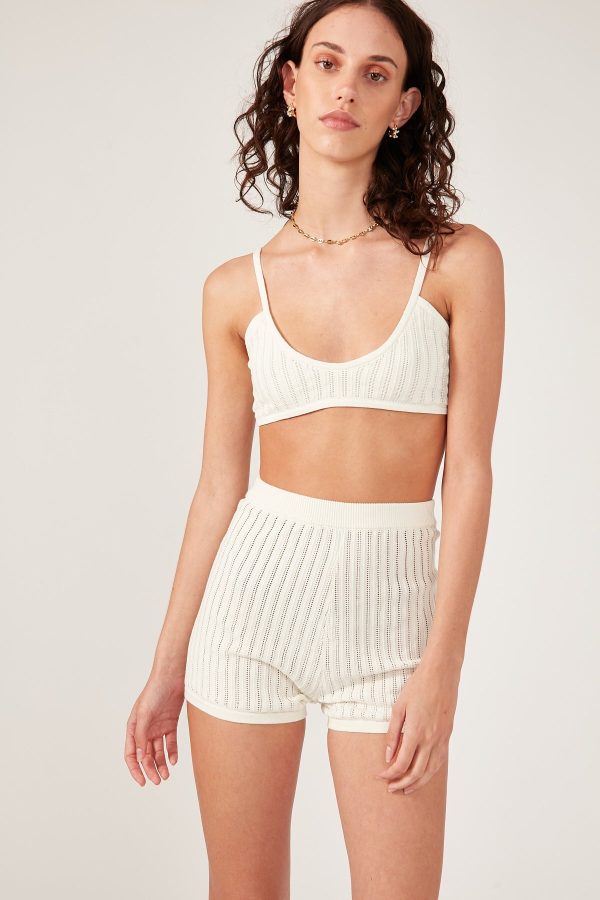 Perfect Stranger Solstice Knit Bralette Cream on Sale