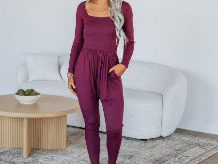 Solene Jumpsuit - Plum Discount