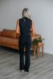 Rosette Flare Jumpsuit - Black For Sale