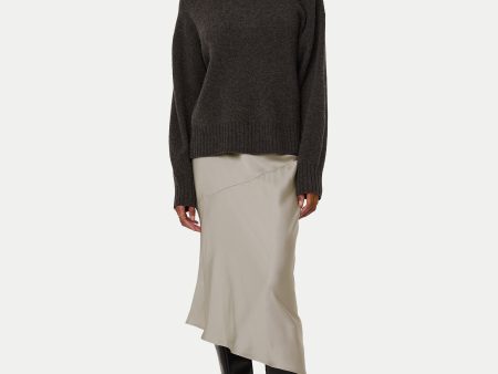 The Asymmetrical Midi Skirt  in Light Grey Online Sale