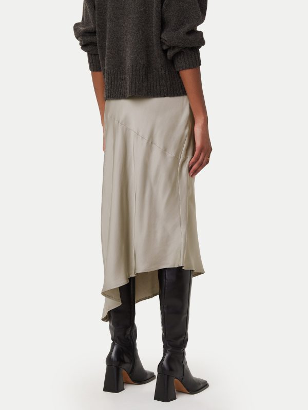 The Asymmetrical Midi Skirt  in Light Grey Online Sale